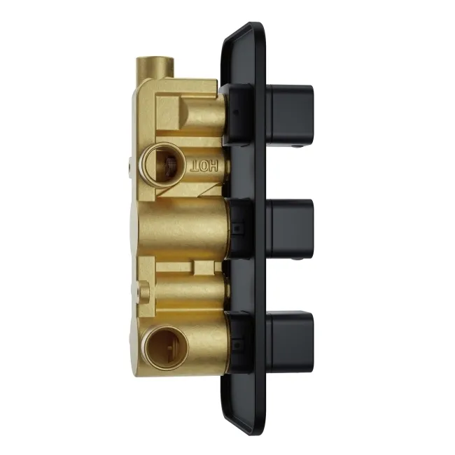 Galway Premium Ceiling Matt Black Square Thermostatic Set - 400mm Head, Hand Shower & Jets