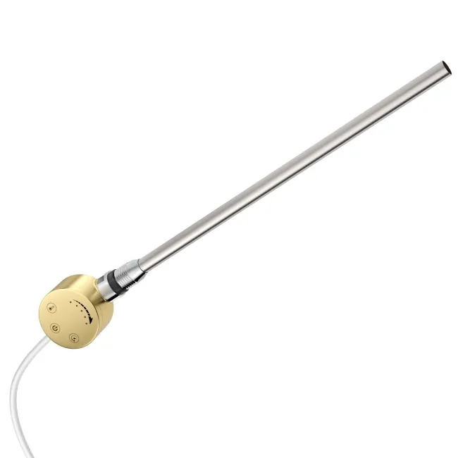 Santorini Electric Brushed Brass Flat Panel Heated Towel Rail 650x400mm