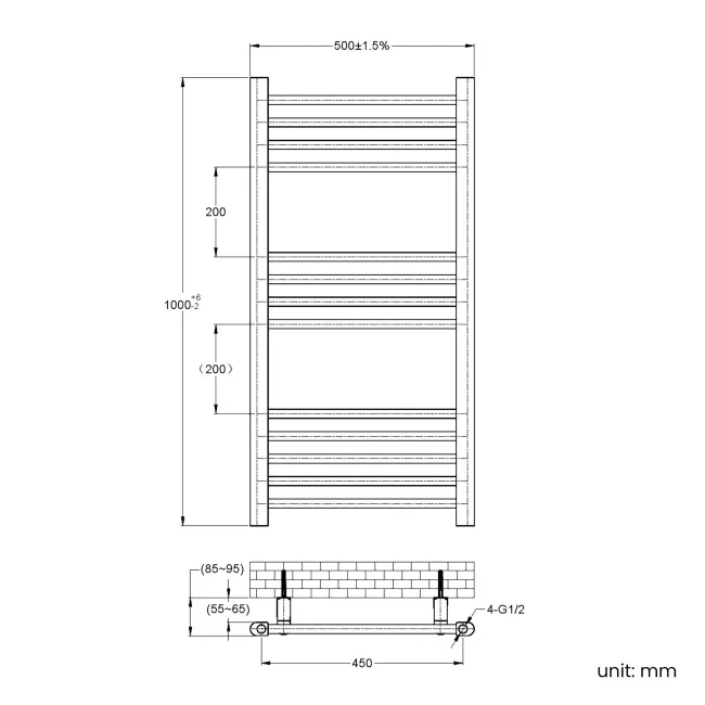 Barcelona Electric Inky Blue Straight Heated Towel Rail 1000x500mm