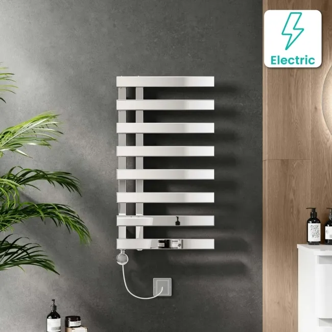 Palermo Electric Chrome Designer Heated Towel Rail 800x450mm