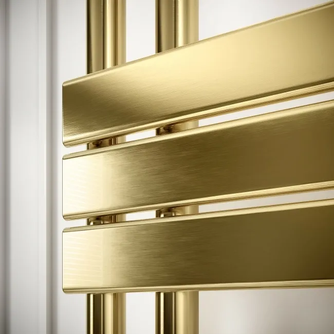 Seville Electric Brushed Brass Designer Flat Panel Heated Towel Rail 1200x600mm