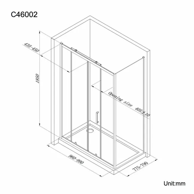 London 6mm Sliding Shower Enclosure 1000x800mm