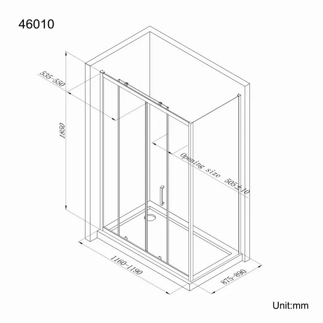 London Matt Black 6mm Sliding Shower Enclosure 1200x900mm