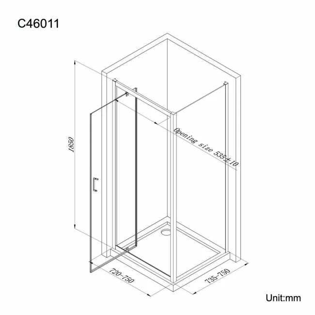London 6mm Pivot Shower Enclosure 760x760mm