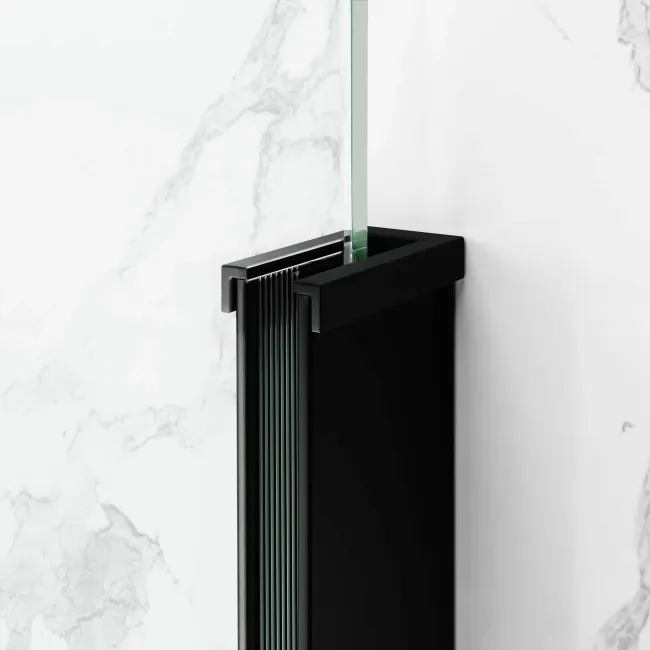 Stockholm Matt Black Easy Clean 8mm Frameless Sliding Shower Enclosure 1000x800mm