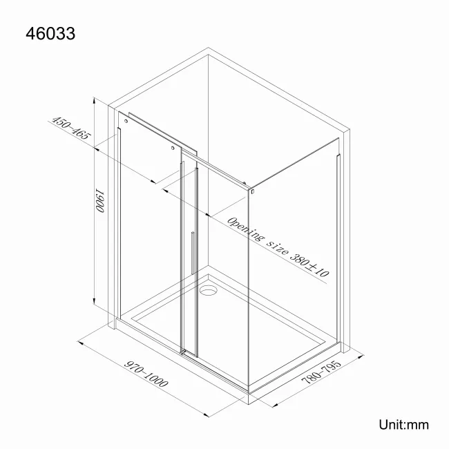 Stockholm Matt Black Easy Clean 8mm Frameless Sliding Shower Enclosure 1000x800mm