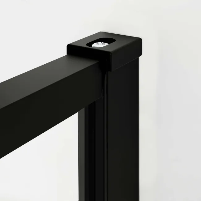 Munich Matt Black Grid 8mm Wet Room Shower Glass 1000mm & 250mm Return Panel