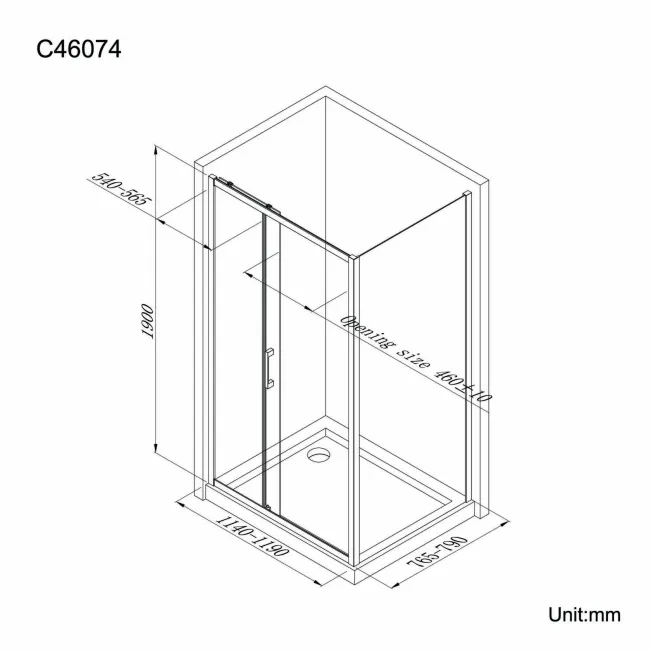 Hamburg Matt Black Easy Clean 8mm Sliding Shower Enclosure 1200x800mm - Easy Fix