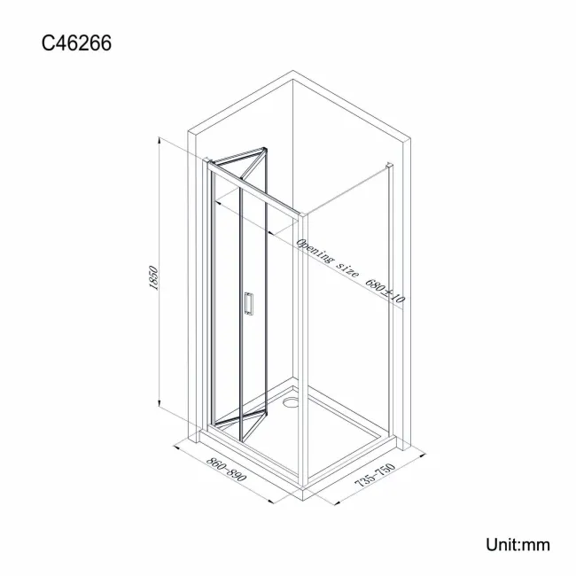 London Matt Black 6mm Bifold Shower Enclosure 900x760mm