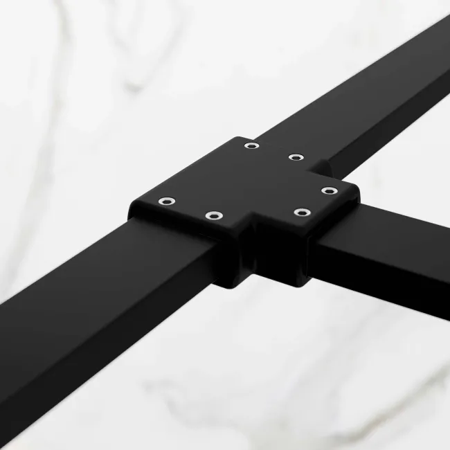 Munich Matt Black Grid 8mm Walk In Shower Enclosure 1100mm & 900mm Glass with Pivotal Return Panel