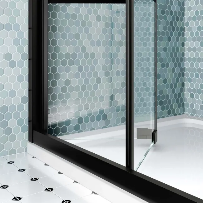 London Matt Black Grid 6mm Bifold Shower Enclosure 900x900mm