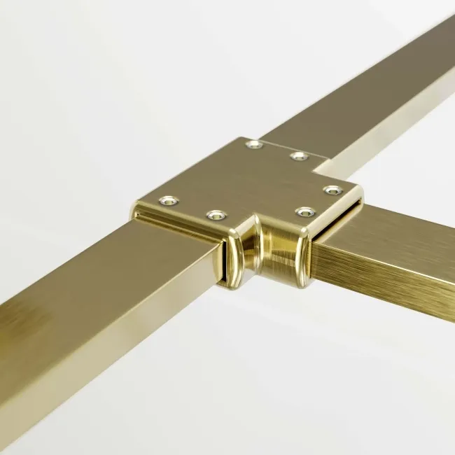 Munich Brushed Brass Framed 8mm Walk In Shower Enclosure 900mm & 900mm Glass with Return Panel