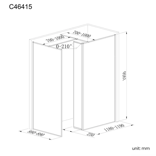 Munich Brushed Brass Framed 8mm Walk In Shower Enclosure 1200mm & 900mm Glass with Return Panel