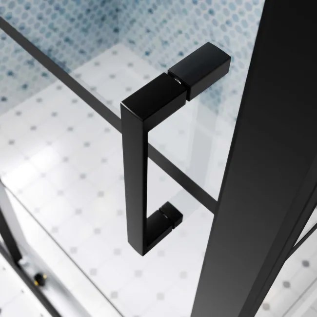 London Matt Black Grid 6mm Sliding Shower Enclosure 1100x760mm
