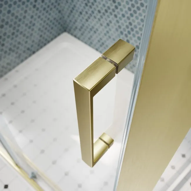 London Brushed Brass 6mm Sliding Shower Enclosure 1100x800mm
