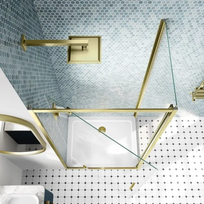 London Brushed Brass 6mm Pivot Shower Enclosure 900x700mm
