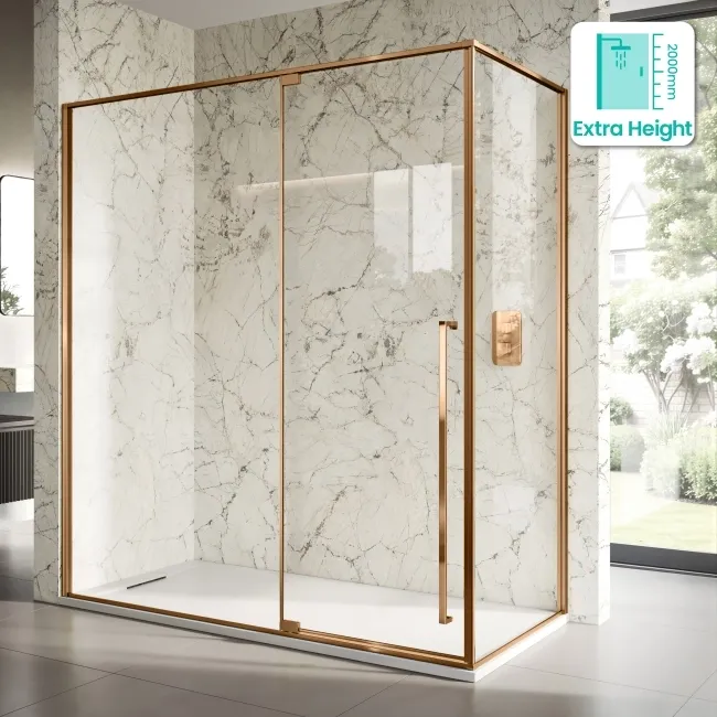 Cologne Brushed Copper Easy Clean 8mm Hinged Shower Enclosure 1800x800mm