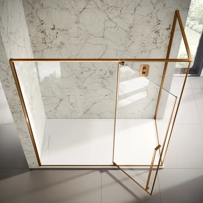 Cologne Brushed Copper Easy Clean 8mm Hinged Shower Enclosure 1800x800mm