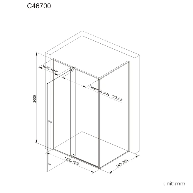 Cologne Brushed Copper Easy Clean 8mm Hinged Shower Enclosure 1800x800mm