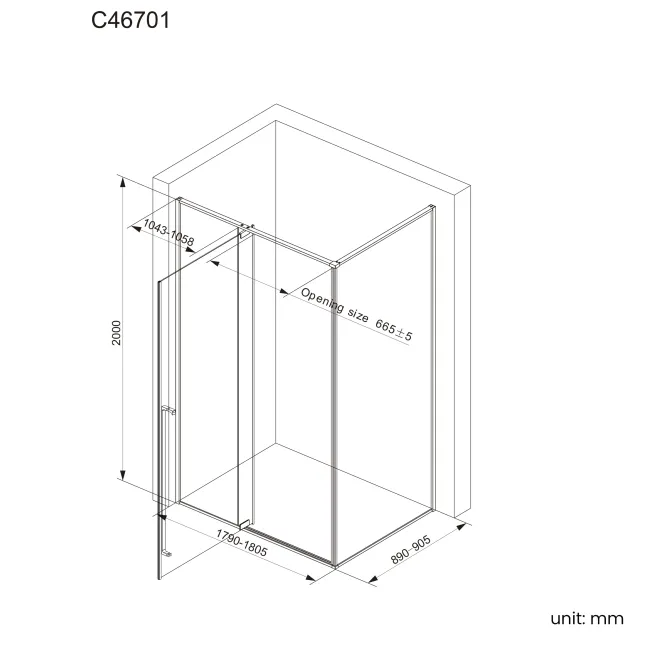 Cologne Brushed Copper Easy Clean 8mm Hinged Shower Enclosure 1800x900mm