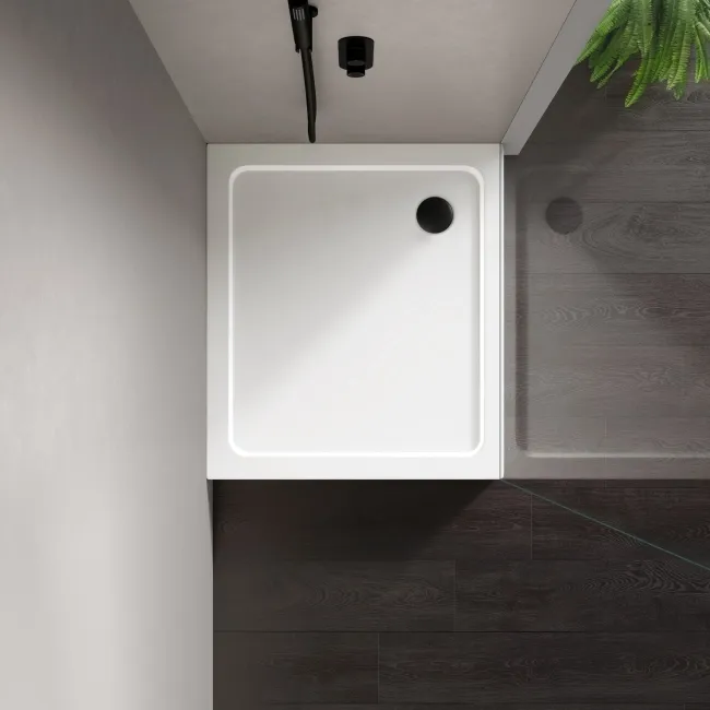 London Rectangular Stone Shower Tray 900x800mm & Riser Kit