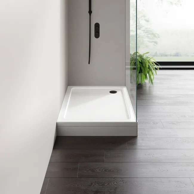 London Rectangular Stone Shower Tray 1200x800mm & Riser Kit
