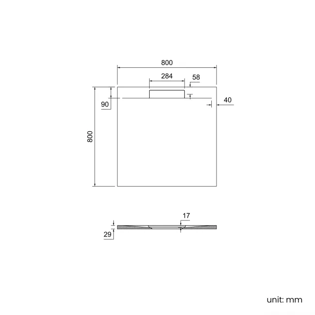 Tokyo Square Matt White Slate Texture Stone Shower Tray 800x800mm