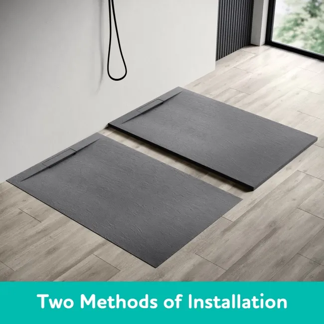 Tokyo Square Matt Grey Slate Texture Stone Shower Tray 800x800mm