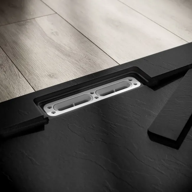 Tokyo Square Matt Black Slate Texture Stone Shower Tray 900x900mm