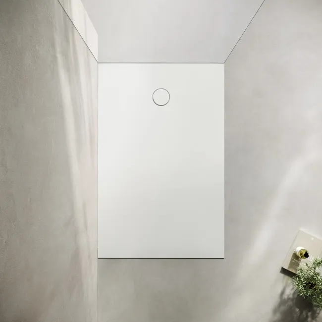 Seoul Low Profile Rectangular Matt White Stone Shower Tray 1400x700mm