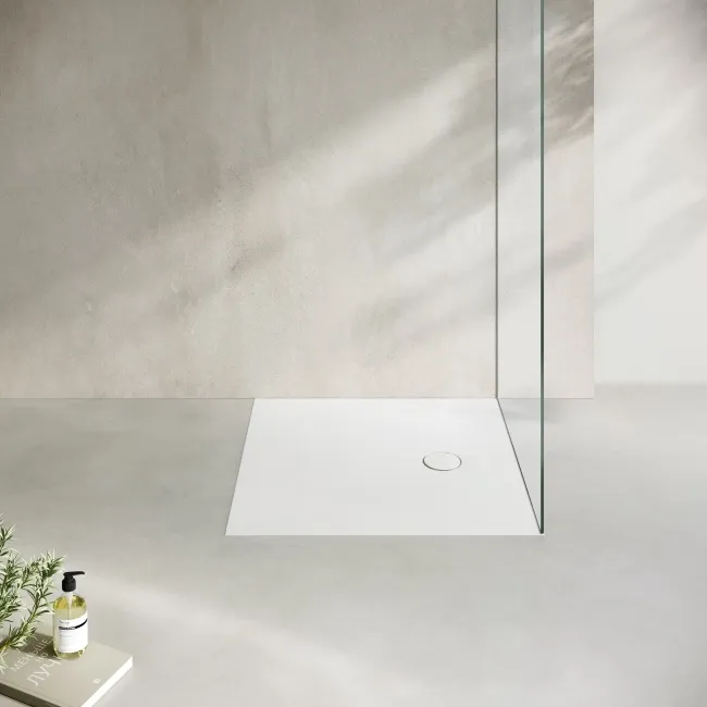 Seoul Low Profile Square Matt White Stone Shower Tray 800x800mm