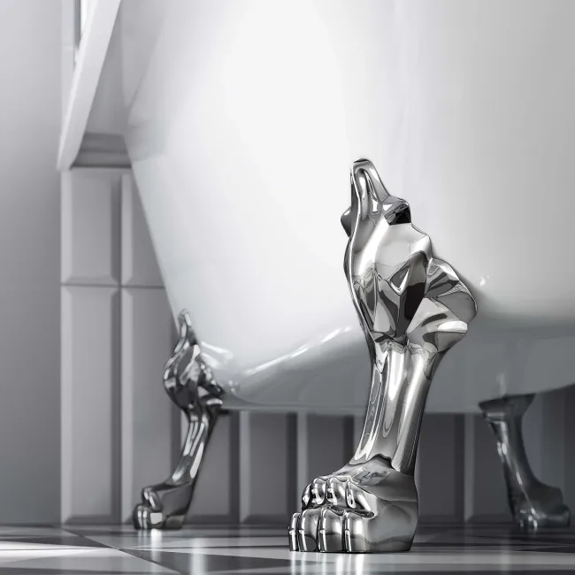 Abingdon 1500mm Roll Top Shower Bath - Chrome Claw Feet & 6mm Easy Clean Screen With Rail
