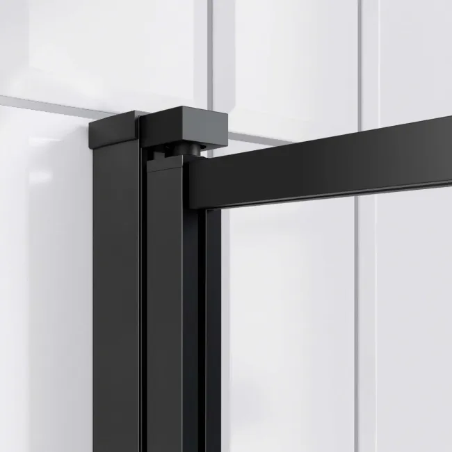 Abingdon 1500 Roll Top Shower Bath - White Ball Feet & 6mm Easy Clean Matt Black Framed Screen