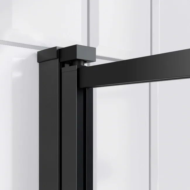 Abingdon 1500 Roll Top Shower Bath - Black Claw Feet & 6mm Easy Clean Matt Black Grid Screen