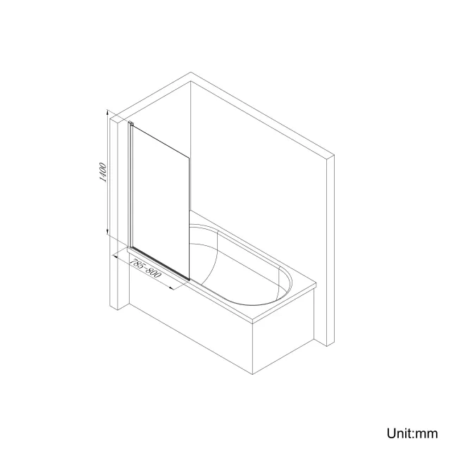 Stafford 1500x700 Shower Bath & 4mm Screen