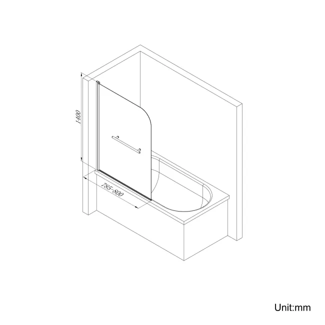 Stafford 1600x700 Shower Bath & 4mm Screen with Rail