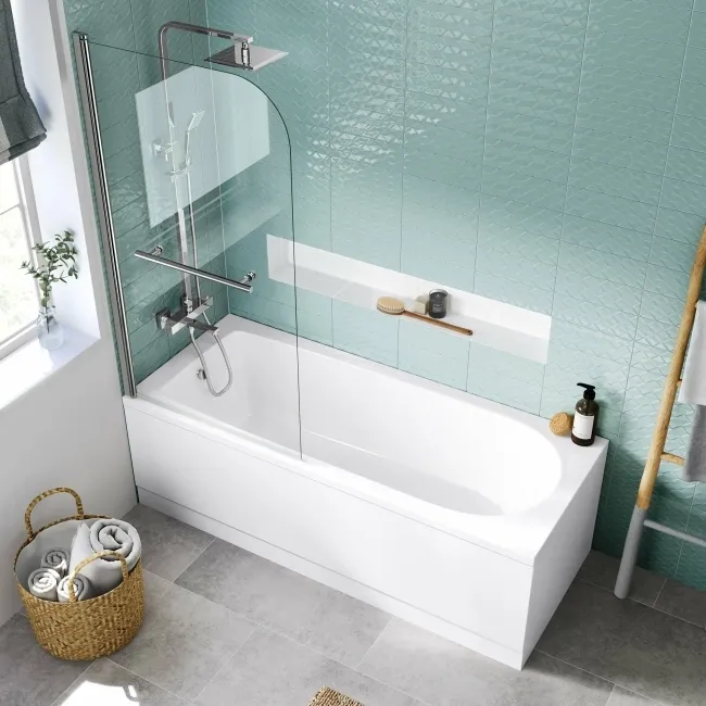 Stafford 1700x700 Shower Bath & 4mm Screen with Rail