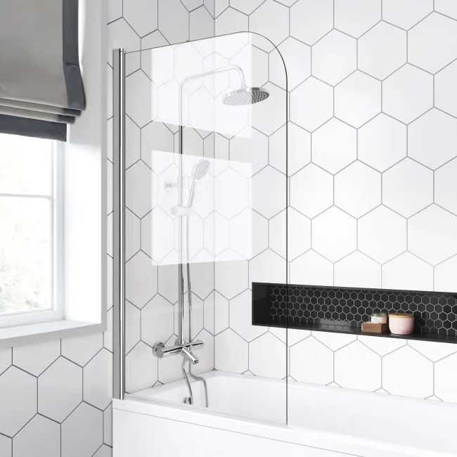 Stafford 1600x700 Round Shower Bath & 6mm Easy Clean Screen