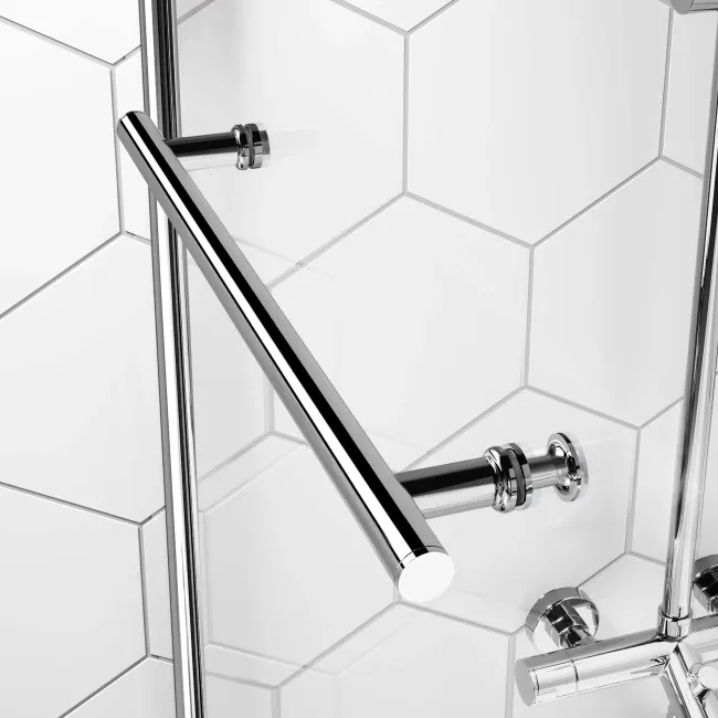 Stafford 1600x700 Round Shower Bath & 6mm Easy Clean Screen with Rail