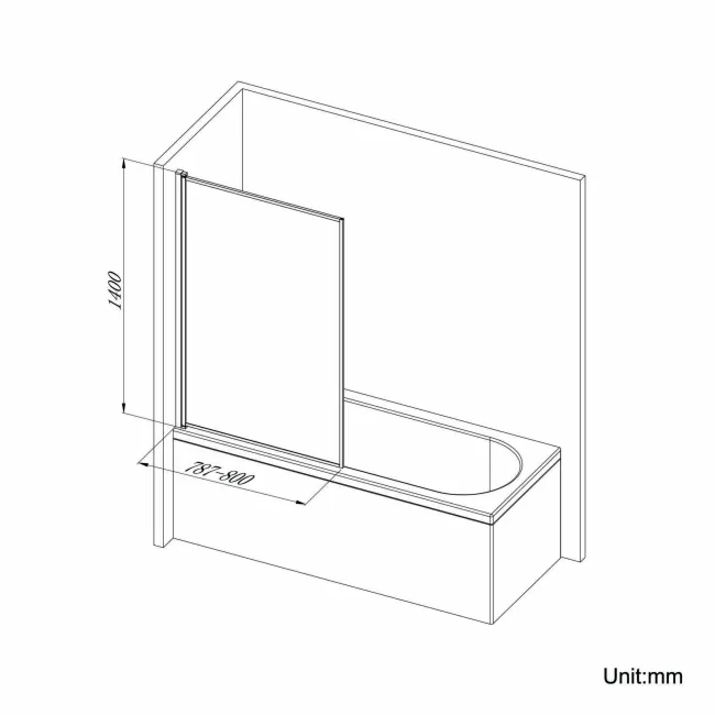 Hereford 1500x700 Square Shower Bath & 6mm Easy Clean Matt Black Framed Bath Screen