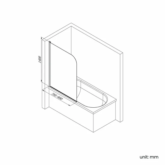 Dover 1700x750 Keyhole Shower Bath & 6mm Easy Clean Screen