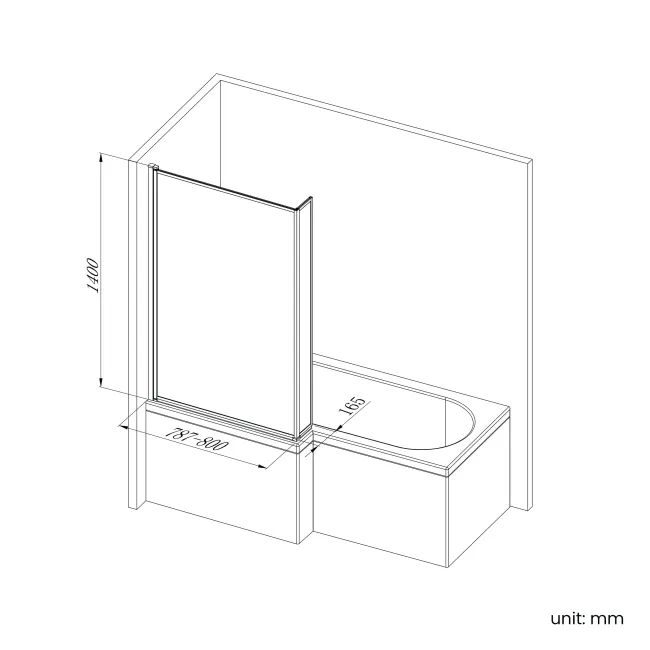 L Shaped 1700 Shower Bath with Front Panel & 6mm Easy Clean Brushed Brass Bath Screen - Right Handed