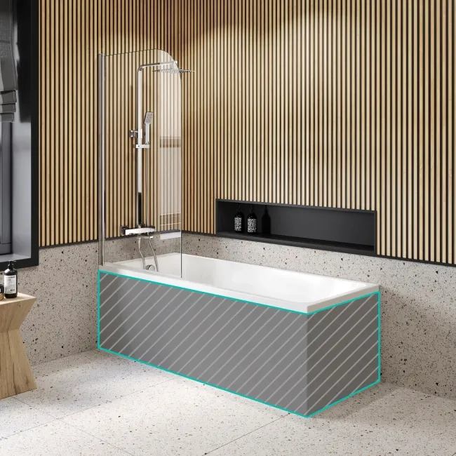 Witney 1700x700 Square Shower Bath & 6mm Easy Clean Chrome Bath Screen