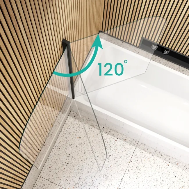 Witney 1700x700 Square Shower Bath & 6mm Easy Clean Matt Black Bath Screen