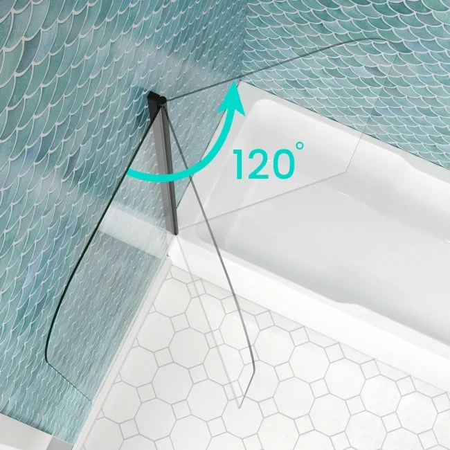 Antigua 1700x750 Keyhole Shower Bath & 6mm Easy Clean Matt Black Bath Screen