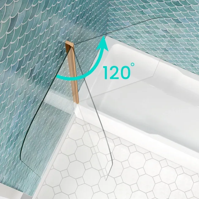Antigua 1700x750 Keyhole Shower Bath & 6mm Easy Clean Brushed Copper Bath Screen