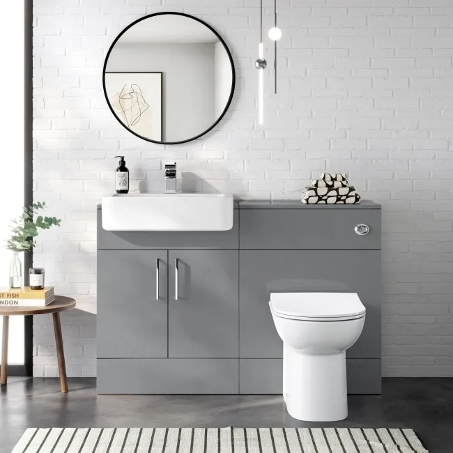 Harper Stone Grey Back To Wall Unit and Aruba Toilet