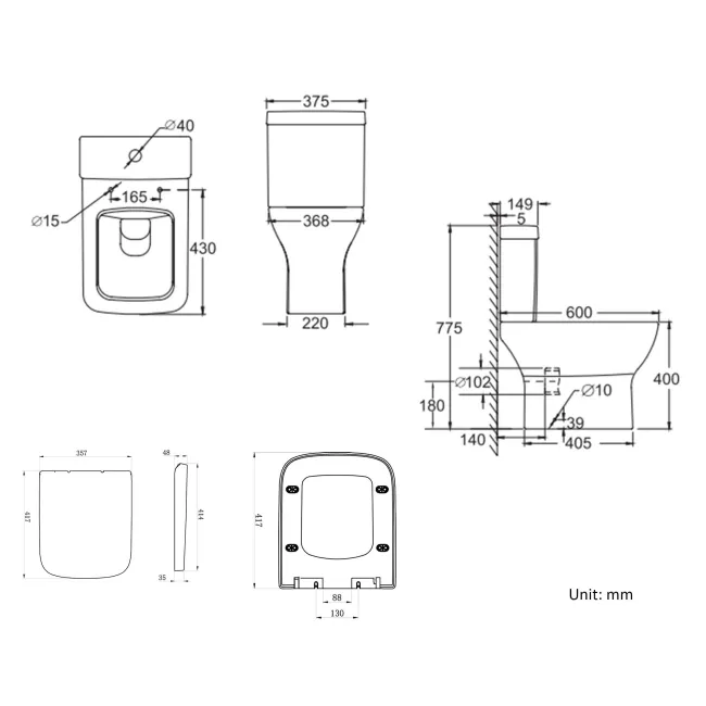 Atlanta Close Coupled Toilet With Soft Close Seat