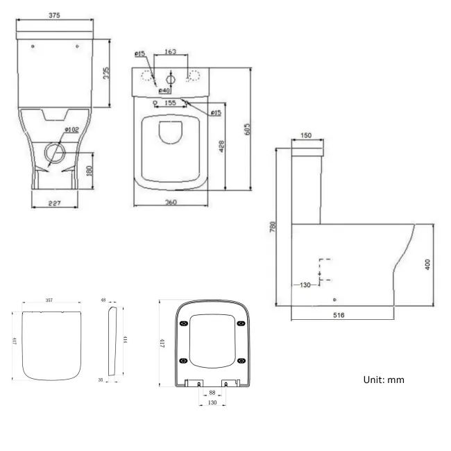 Atlanta Fully Back to Wall Close Coupled Toilet With Soft Close Seat