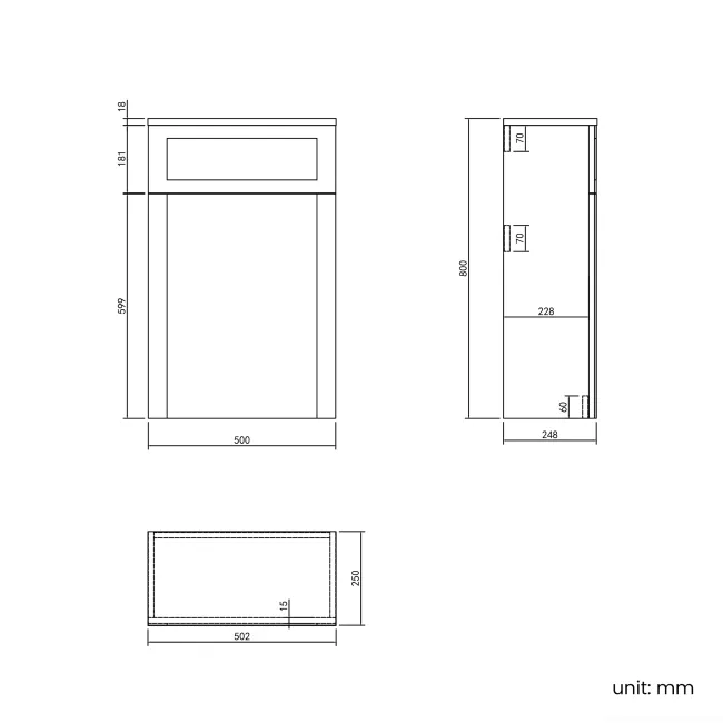 Bermuda Traditional Dove Grey Slimline Back To Wall Unit and Hudson Toilet with Wooden Seat